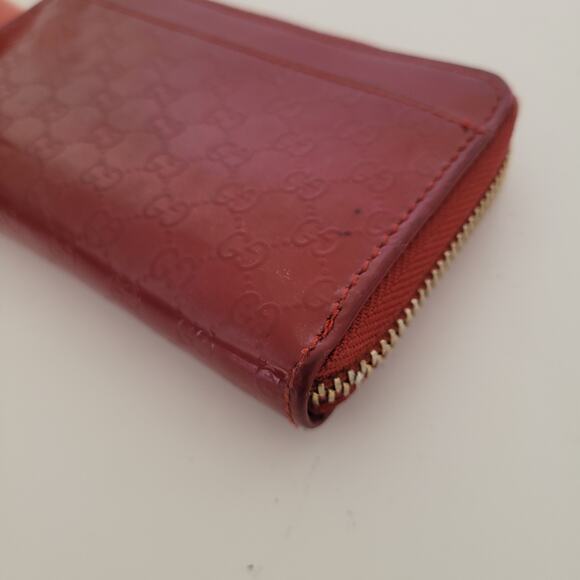 Gucci Logo Heart Charm Card Key Wallet Zip Monogram Red Patent Leather Compact - Picture 9 of 12